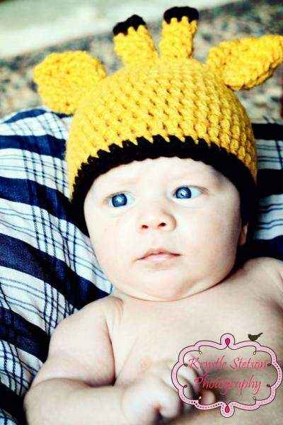 Baby Caps on Hand Crocheted Infant Baby Toddler Giraffe Hat