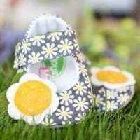 Yellow Gray Daisy Modern Baby Infant Girl Shoes