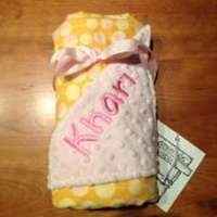 Orange and Pink Baby Blanket Minky