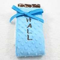 Turquoise Giraffe Minky Burp Cloth