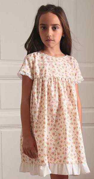 Floral Short Sleeve Margaret Little Girls Dress (American Made)