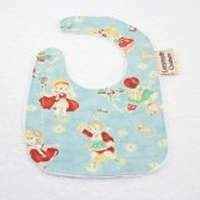 Aqua Nursery Rhyme Vintage Style Print Minky Baby Bib (American Made)