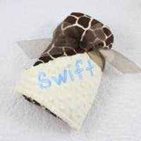 Cream Giraffe Ultra Soft Minky Baby Boutique Blanket Available Personalized (American Made)