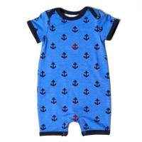 Anchor Print Short Sleeve Blue Baby Boy Romper and Pajamas
