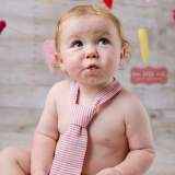 Red and White Striped Baby and Little Boys Velcro Necktie (American Made)