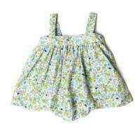 Green Floral Sleeveless Baby Girl Bubble Dress