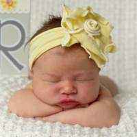 Lemon Chiffon Baby and Girls Flower Headband (American Made)