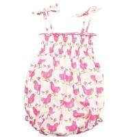 Pink Chicken Print Baby Girl Bubble Romper