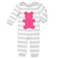 Magenta Bear Long Sleeve Baby Girl Jumpsuit