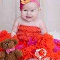 Orange Baby Girl Lace Ruffle Petti Romper
