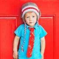 Red Sock Monkey Print Baby and Little Boys Velcro Necktie (American Made)