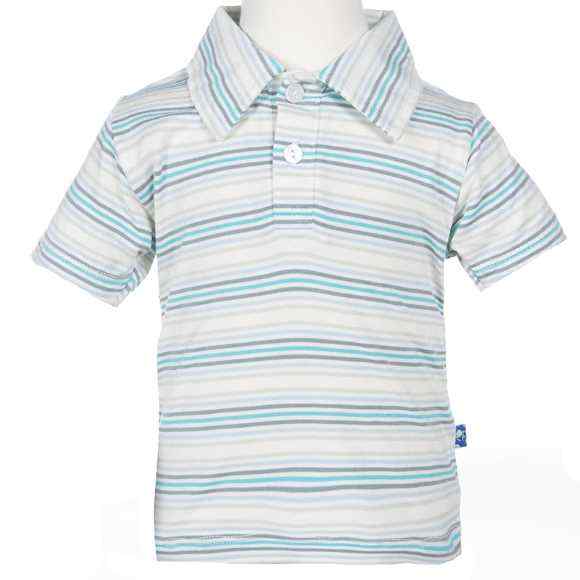 Desert Stripe Short Sleeve Modern Unique Boys Polo Shirt (Organic Bamboo)