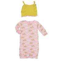 Turtle Print Baby Girl Gown and Hat Outfit Set (Organic Bamboo)
