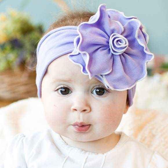 French Lavender Baby Girl Flower Headband (American Made)