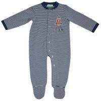 Blue Striped Rocket Long Sleeve Baby Boy Footie Romper and Pajamas