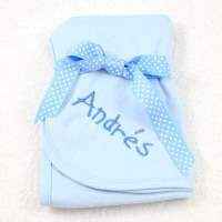 Personalized Blue Baby Boy Swaddling Blanket