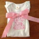 Monogrammed Pink Initial Short Sleeve Baby Girl Bodysuit