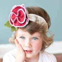 Designer Blossom Girls Polka Dot Flower Headband (American Made)