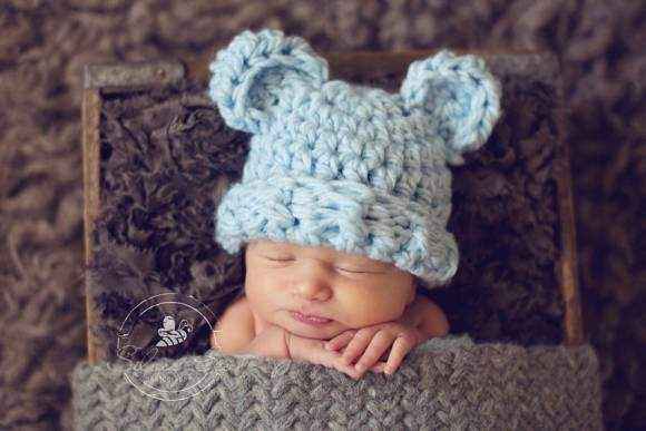 Fuzzy Wuzzy Bear Baby and Toddler Boy Hat in Blue (American Made)