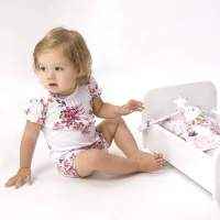 Mia Floral Short Sleeve Baby Girl Romper and Toy Gift Set