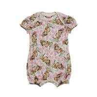Lollipop Kitty Print Short Sleeve Baby Girl Romper and One Piece Pajamas (Organic Cotton)