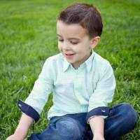 Green Checked Long Sleeve Baby and Boys Button Down Shirt with Navy Contrasting Cuffs 