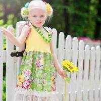 Sunshine Flutter Sleeve Vintage Style Big Girls Dress (American Made)