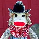 Cowboy Sock Monkey Doll Stuffed Toy (American Made)