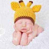 Giraffe Baby Girl and Baby Boy Crocheted Hat (American Made)