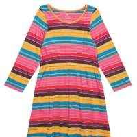 Striped Long Sleeve Big Girls Dress