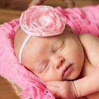 Tess Pink Baby and Girls Flower Headband (American Made)