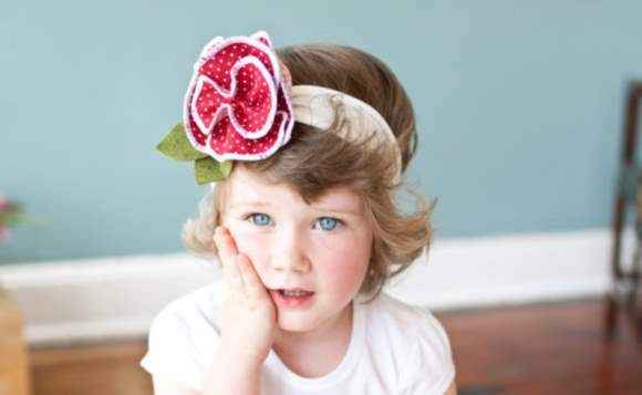 Designer Blossom Girls Polka Dot Flower Headband (American Made)