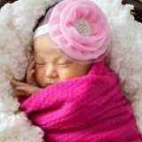 Edie Pink Baby Girl Chiffon Flower Headband (American Made)
