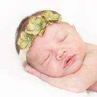 Hazel Baby and Girls Green Flower Headband (American Made)