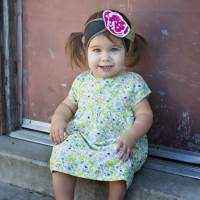 Green Floral Short Sleeve Baby and Girls Dress