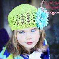 Apple Green Baby and Little Girls Flower Hat