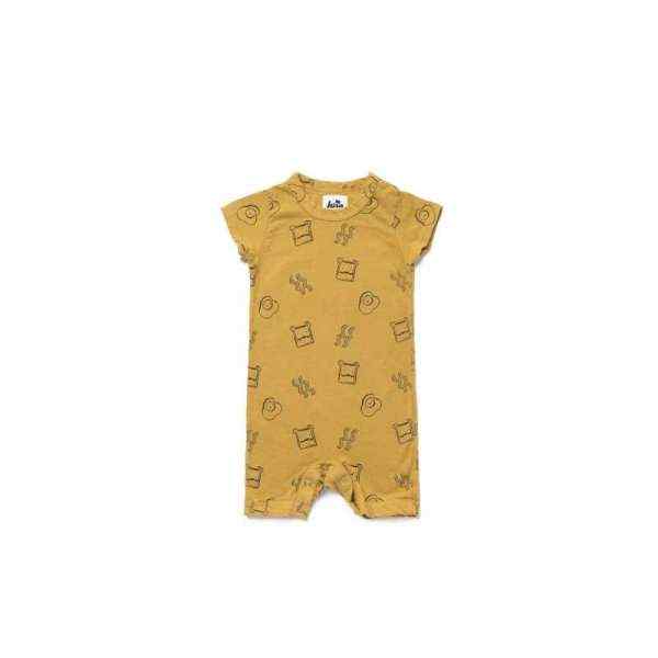 Brunch Print Short Sleeve Baby Romper and One Piece Pajamas (American Made and Organic Cotton)