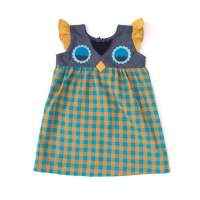 Owl Flutter Sleeve Retro Little Girls Dress (American Made)