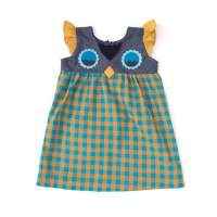 Owl Flutter Sleeve Retro Little Girls Dress (American Made)