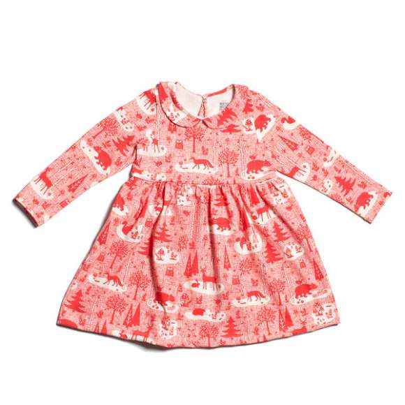 Winter Wonderland Long Sleeve Little Girls Dress (American Made and Organic Cotton)