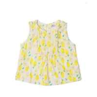 Pineapple Print Sleeveless Little Girls Blouse