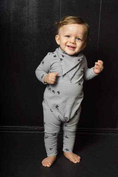 Star Print Long Sleeve Snap Free Baby Jumpsuit and Pajamas (American Made)