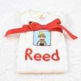 Personalized Blue Sock Monkey Short Sleeve Baby Bodysuit