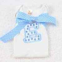 Monogrammed Blue Initial Short Sleeve Baby Boy Bodysuit