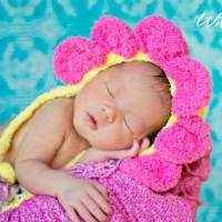 Newborn Baby Girl Soft Crocheted Flower Hat (American Made)