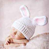 Newborn Baby Bunny Ear Crocheted Hat (American Made)