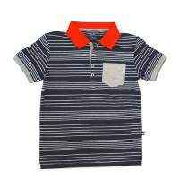 Navy Striped Short Sleeve Big Boys Polo Shirt