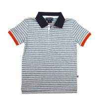 Gray Striped Short Sleeve Big Boys Polo Shirt