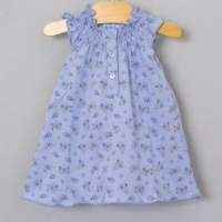 Periwinkle Bouquet Angel Sleeve Baby Girl Dress (Organic Pima Cotton)