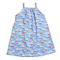 Spaghetti Strap Sailboat Print Little Girls Dress (American Made and Organic Cotton)